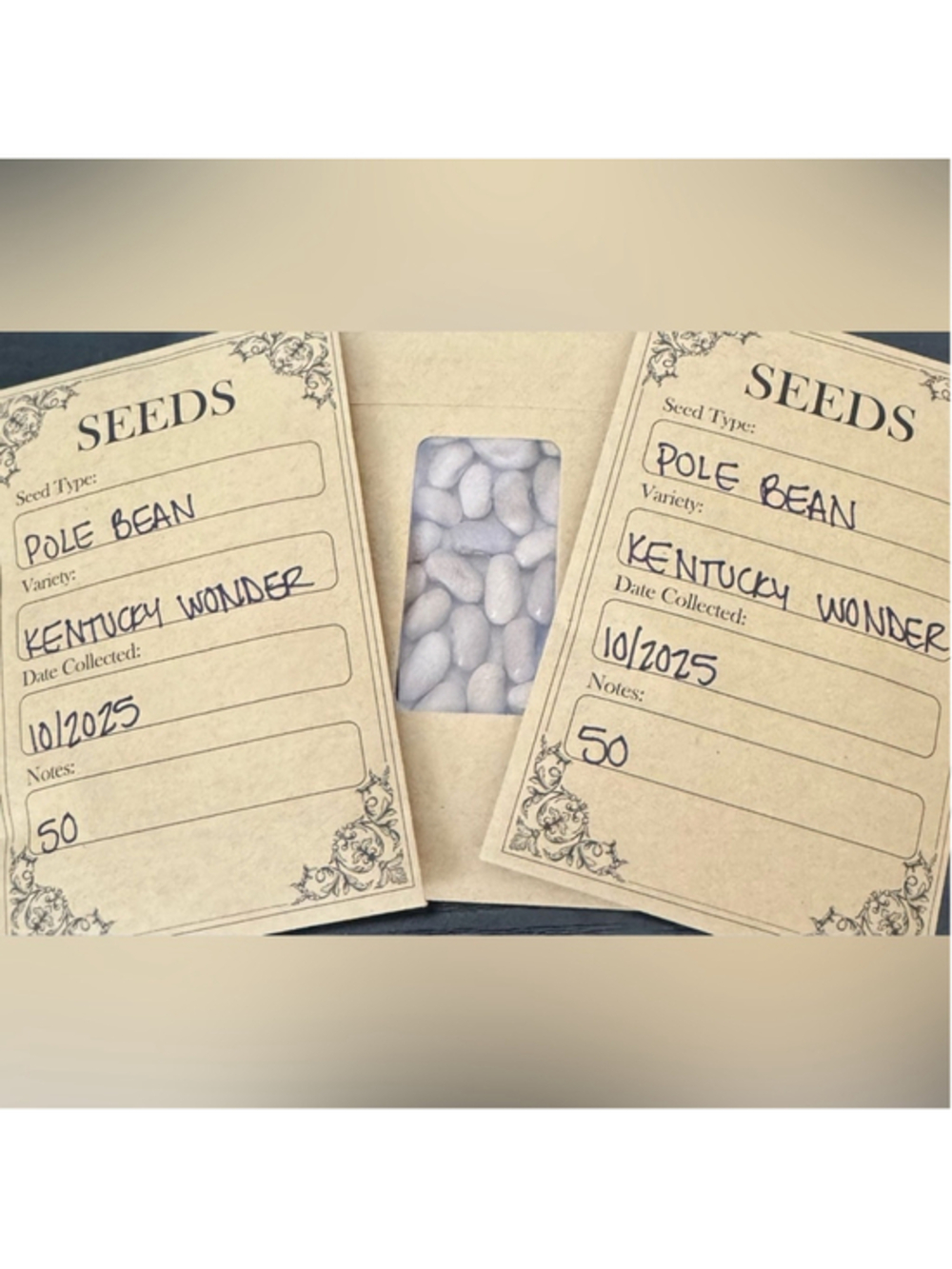 Heirloom Kentucky Wonder Pole Bean Seeds - 50 count